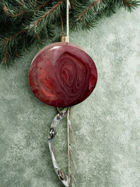 Badge Reel - Marbled Red