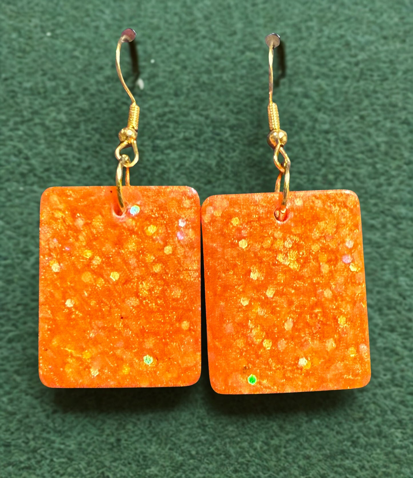 Earrings - Orange glitter