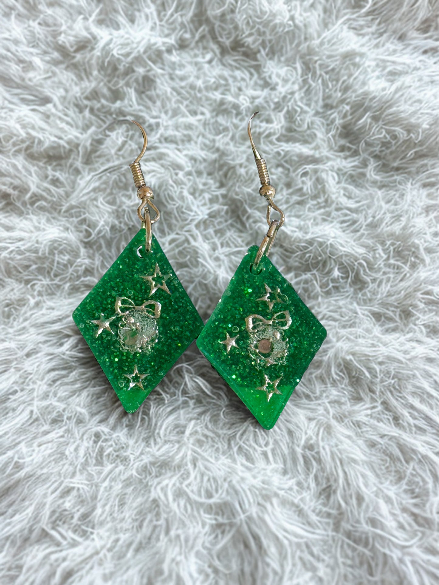 Earrings - Christmas silver wreaths