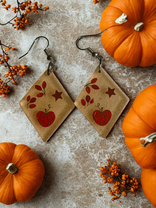 Earrings - Heart shaped pumpkins