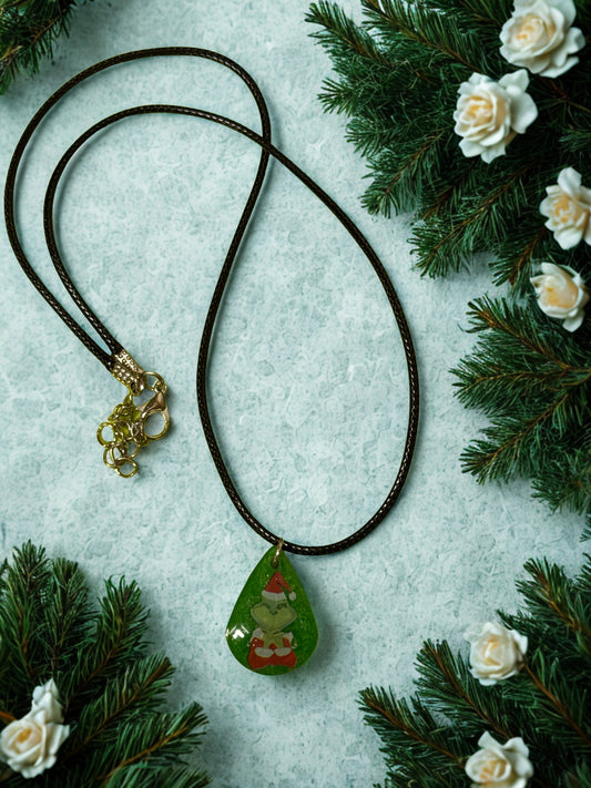 Kids- Grinch Necklace and earrings