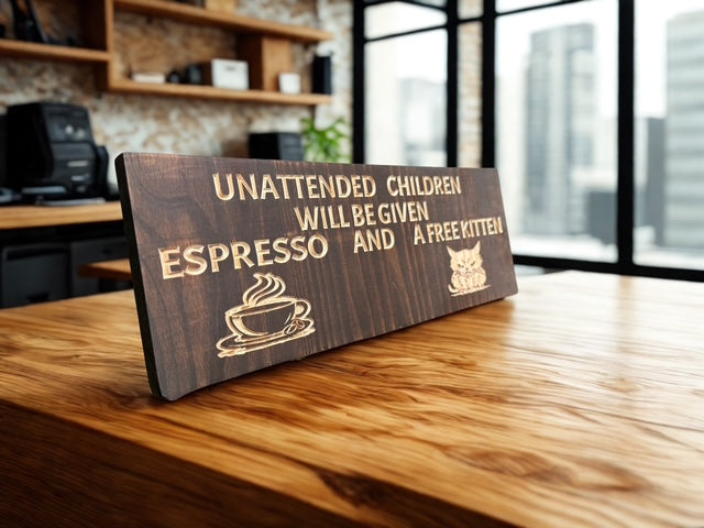Coffee & Kitten Wooden Sign