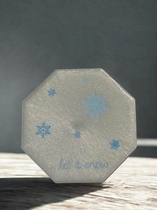 Snow Flake epoxy coasters with holder