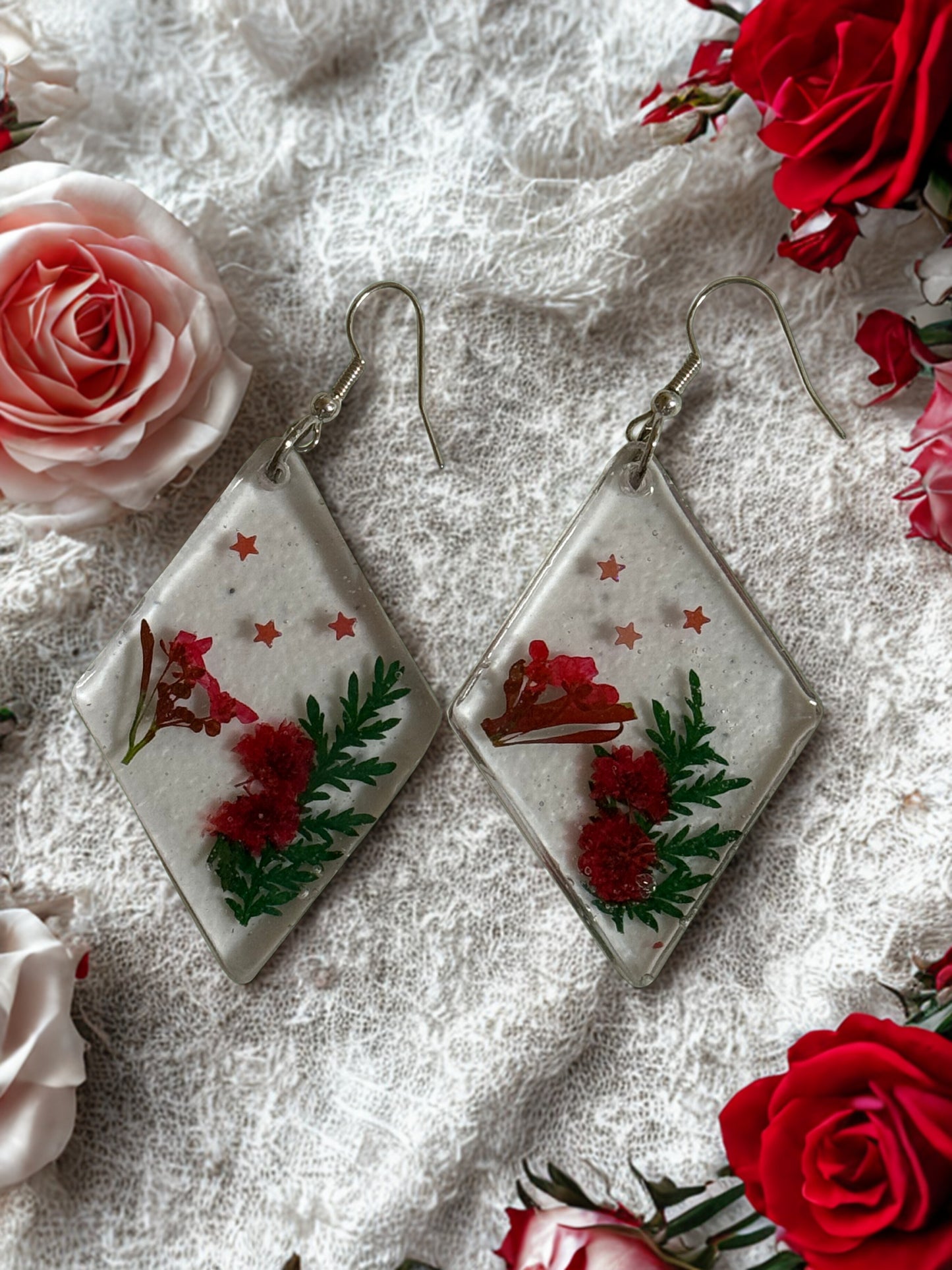 Earrings - Red flowers