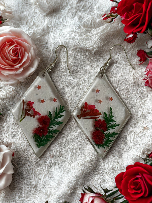 Earrings - Red flowers