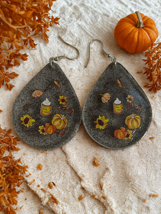 Earrings -Latte & pumpkins. Same design on each side!