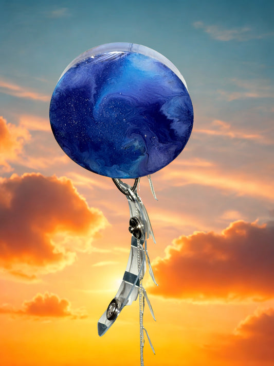 Badge Reel - Marbled Blue