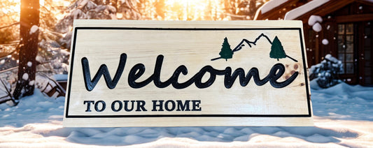 Welcome wooden sign 11 x 24" pine