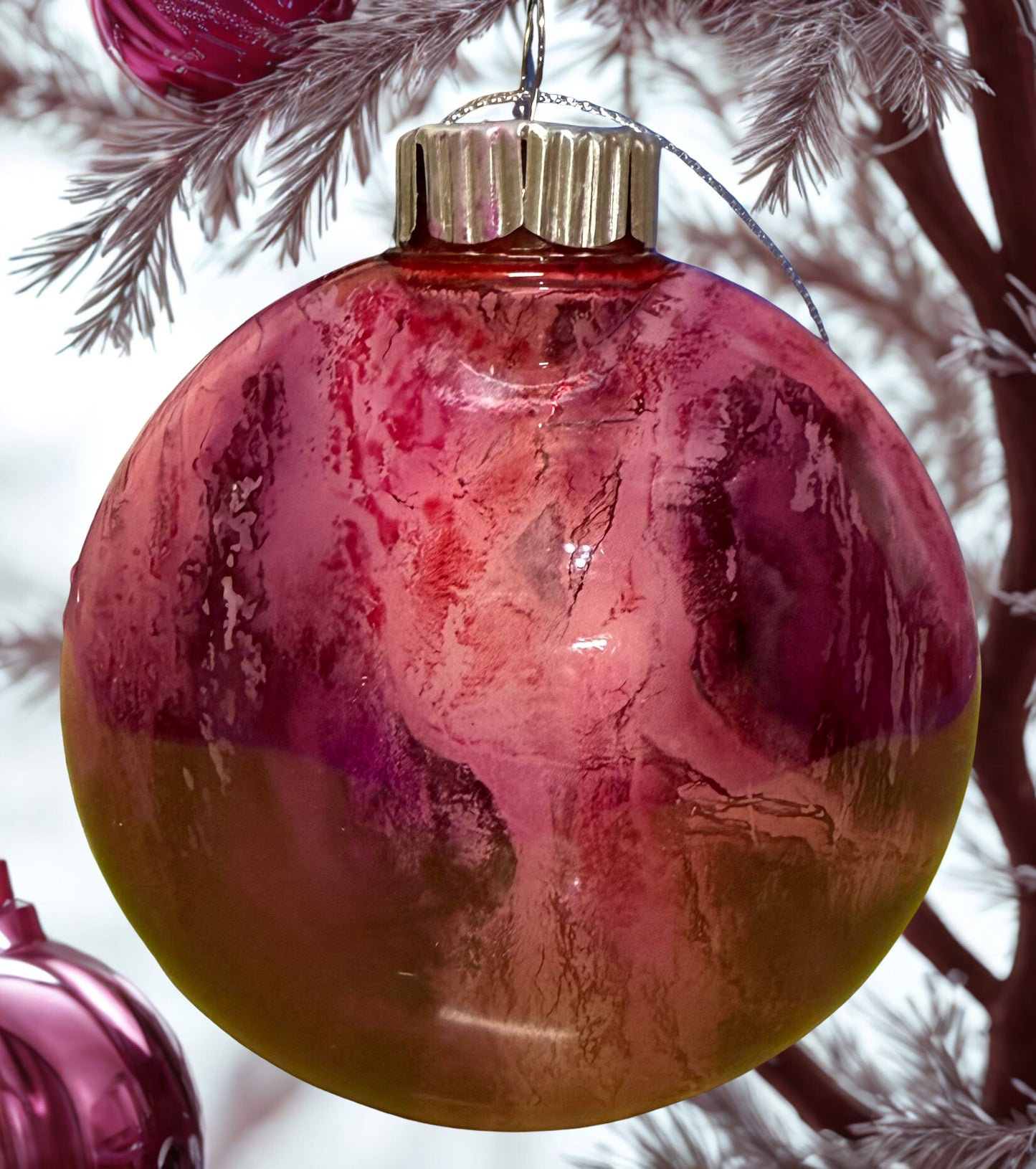Christmas Ornament - Marbled Magenta