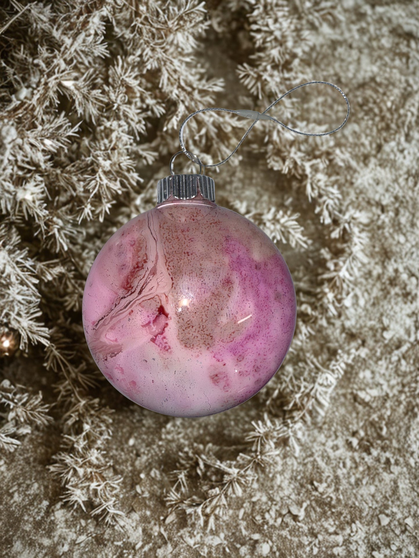 Christmas Ornament - Marbled pink and tan