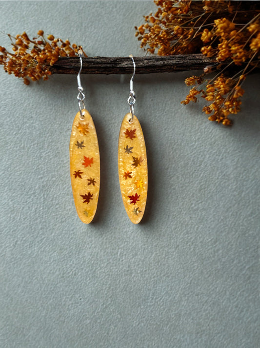 Earrings -Autumn metallic leaves
