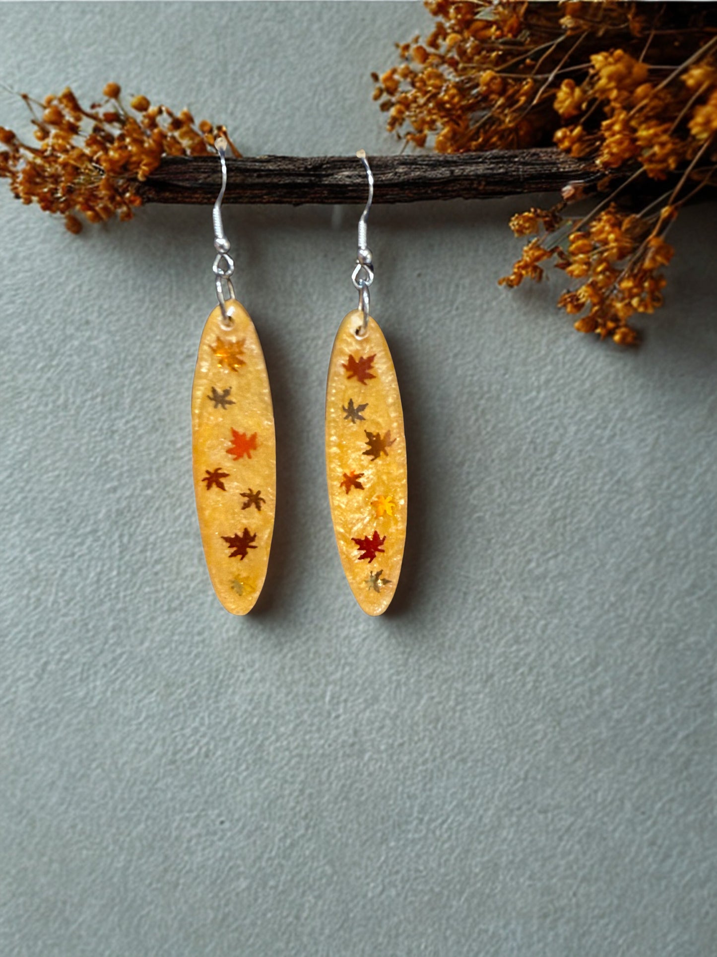 Earrings -Autumn metallic leaves