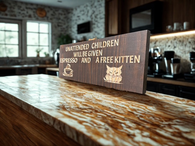 Coffee & Kitten Wooden Sign