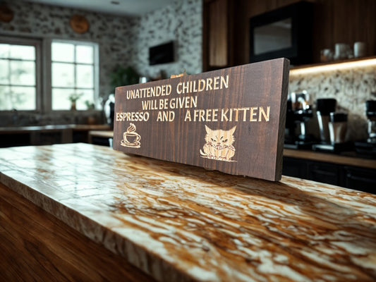 Coffee & Kitten Wooden Sign
