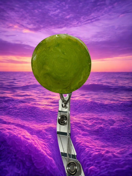 Badge Reels - Marbled Lime Green